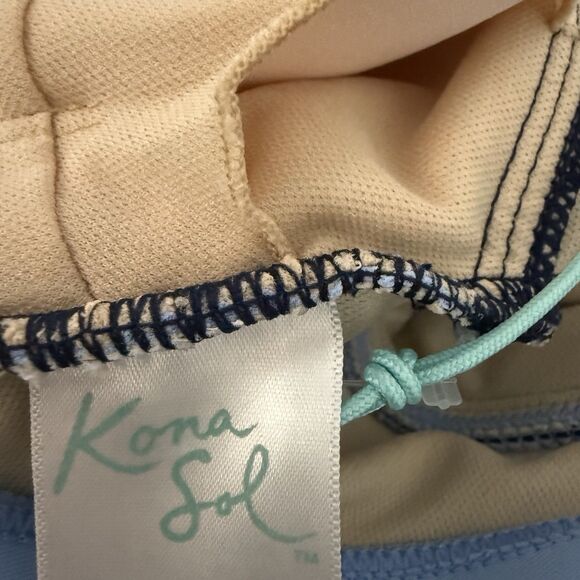 Kona Sol Women's Colorblock Blue Navy Cut Out One Piece Swimsuit NEW! - Picture 8 of 11